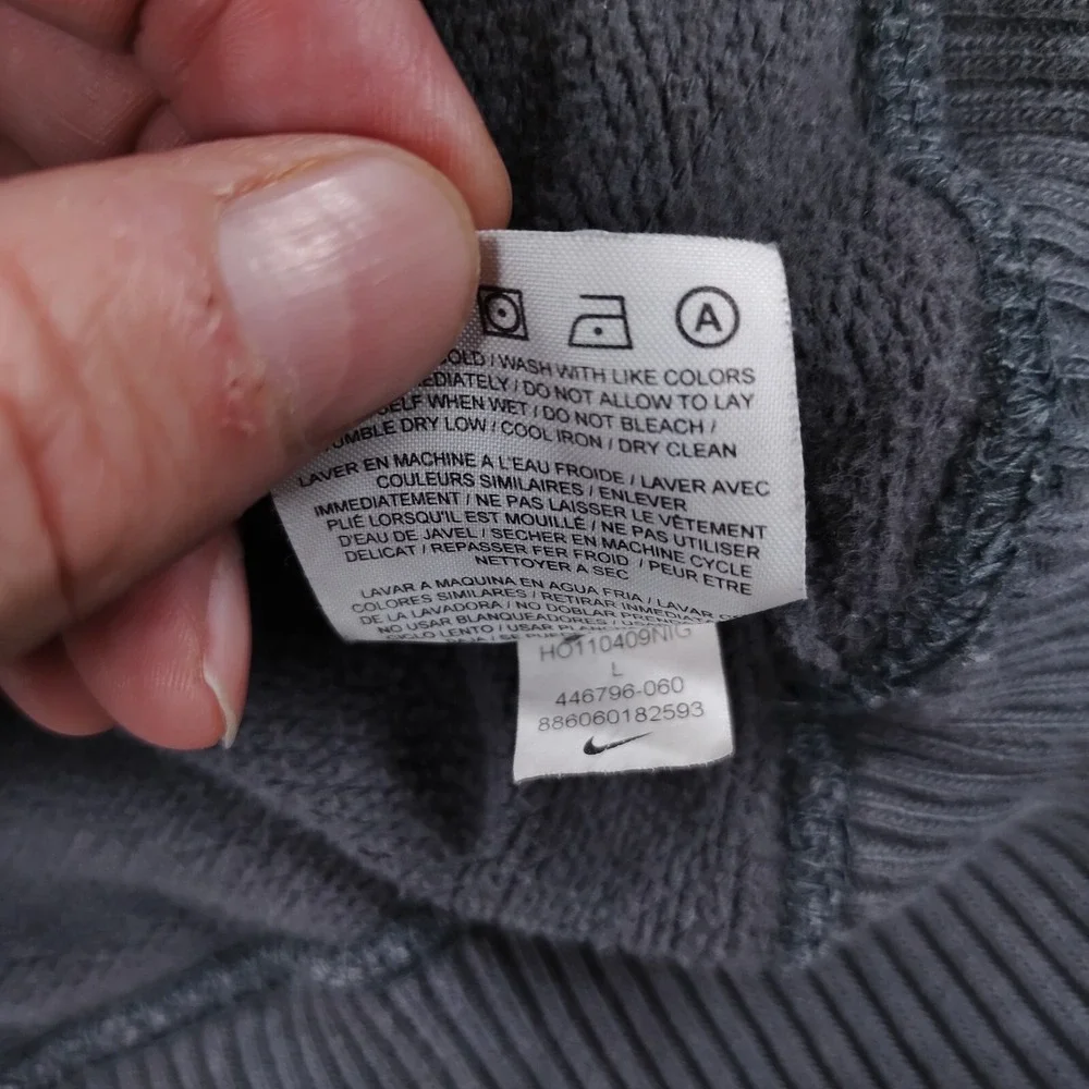 Nike Air Jordan Sweater Mens Large Gray Cotton Thick Heavy Jumpman Collar Warm